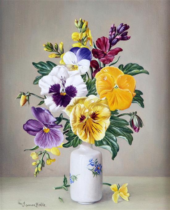 James Noble (1919-1989) Pansies and Wallflowers, 10 x 8in.